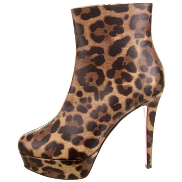 Christian Louboutin Leopard Ankle platform Bootie 150mm EU38 - Picture 1 of 7